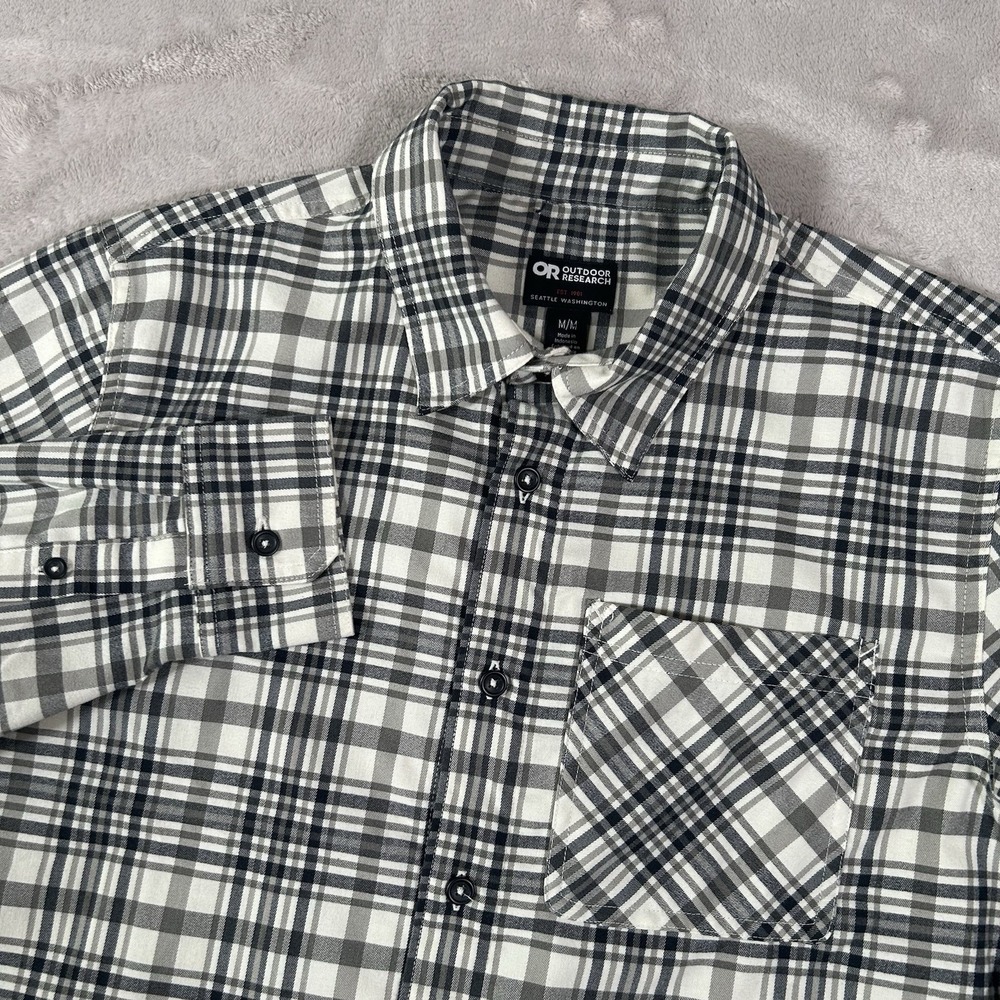 New Outdoor Research Kulshan Flannel Shirt Mens M Plaid Polyester Long Sleeve